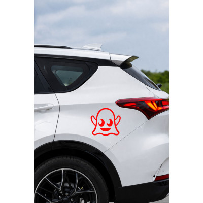 Sevimli Hayalet Oto Sticker - Şirin Araç Sticker - Motor Araba Sticker 15x14cm