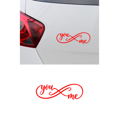You & Me Yazılı Oto Sticker - Sonsuzluk İşareti Araba Motor Sticker 20x7cm