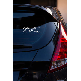 You & Me Yazılı Oto Sticker - Sonsuzluk İşareti Araba Motor Sticker 20x7cm