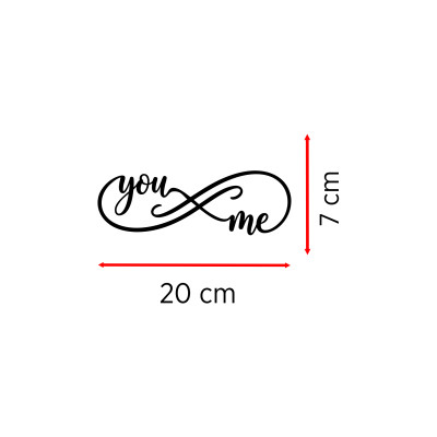 You & Me Yazılı Oto Sticker - Sonsuzluk İşareti Araba Motor Sticker 20x7cm