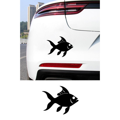 Balık Figürlü Oto Sticker - Araç Cam Kaput Sticker - Sevimli Balık Çıkartması 15x12cm