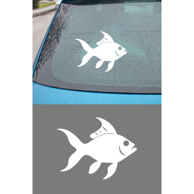 Balık Figürlü Oto Sticker - Araç Cam Kaput Sticker - Sevimli Balık Çıkartması 15x12cm
