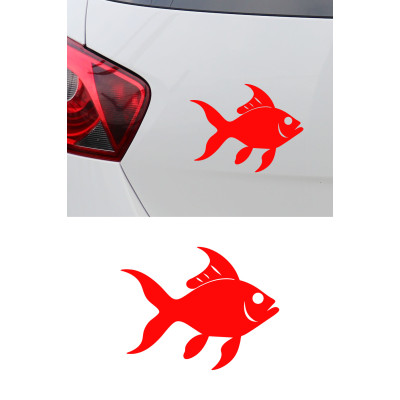 Balık Figürlü Oto Sticker - Araç Cam Kaput Sticker - Sevimli Balık Çıkartması 15x12cm