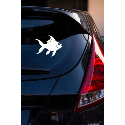 Balık Figürlü Oto Sticker - Araç Cam Kaput Sticker - Sevimli Balık Çıkartması 15x12cm