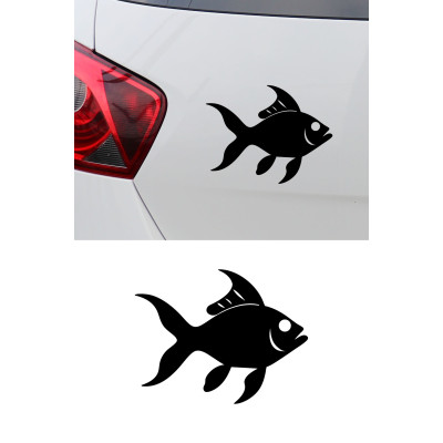 Balık Figürlü Oto Sticker - Araç Cam Kaput Sticker - Sevimli Balık Çıkartması 15x12cm