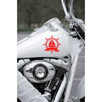 Yelkenli ve Gemi Dümeni Oto Sticker - Denizci Tarzı Araç Sticker 15x15cm