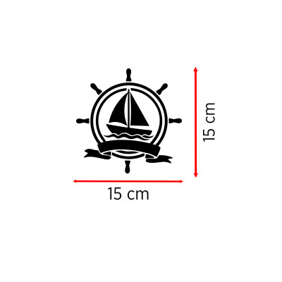 Yelkenli ve Gemi Dümeni Oto Sticker - Denizci Tarzı Araç Sticker 15x15cm