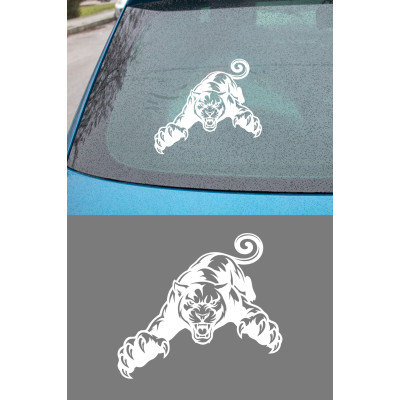 Panter Figürlü Oto Sticker – Agresif Hayvan Araç Sticker - Araba Motor Sticker 15x13cm