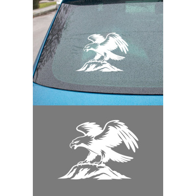 Kartal Oto Sticker - Kartal ve Dağ Figürlü Çıkartma - Araba Motor Sticker 15x11cm