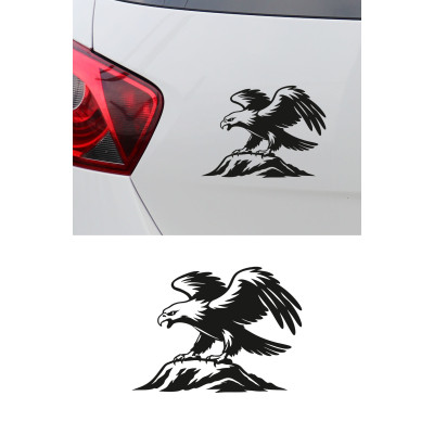 Kartal Oto Sticker - Kartal ve Dağ Figürlü Çıkartma - Araba Motor Sticker 15x11cm