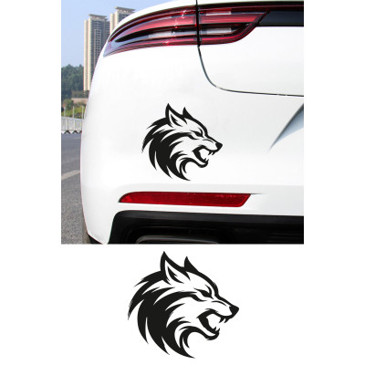 Kurt Oto Sticker – Agresif Kurt Figürlü Araba Cam Kaput Motor Sticker 15x14cm