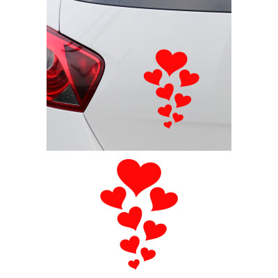 Kalpli Araç Sticker - Kalp Figürlü Oto Sticker - Araba Motor Sticker 10x15cm