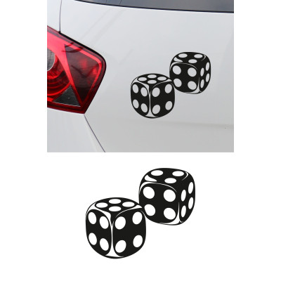 Şans Zarı Oto Sticker - Zar Figürlü Araba Motor Sticker 15x12cm