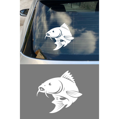 Balık Figürlü Araba Stickerı - Oto Sticker - Motor Sticker - Balıkçılara Özel Sticker 15x14cm