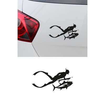 Dalgıç Temalı Oto Stickerı - Balık ve Dalgıç Figürlü Çıkartma - Araba Motor Sticker 15x8cm Dalgıç Temalı Oto Stickerı - Balık ve Dalgıç Figürlü Çıkartma - Araba Motor Sticker 15x8cm