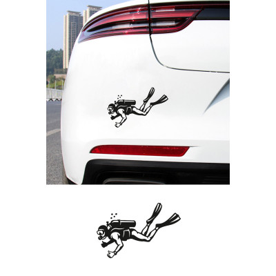 Dalgıç Oto Stickerı – Sualtı Dalış Temalı Araba Sticker 15x10cm