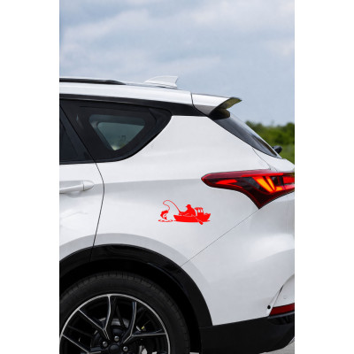 Balıkçı Sticker – Balık Avı ve Tekne Figürlü Oto Sticker 15x8cm