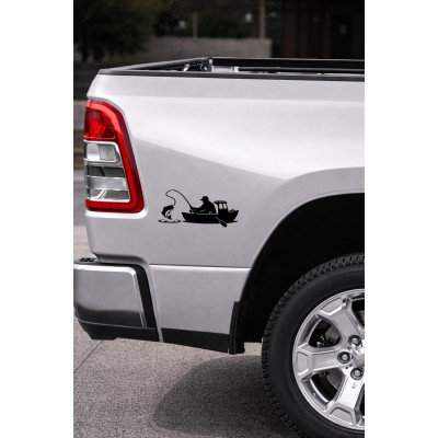 Balıkçı Sticker – Balık Avı ve Tekne Figürlü Oto Sticker 15x8cm