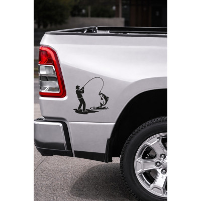 Balıkçı Araba Stickerı – Olta ile Balık Avı Oto Sticker - Araba Motor Oto Sticker 15x14cm