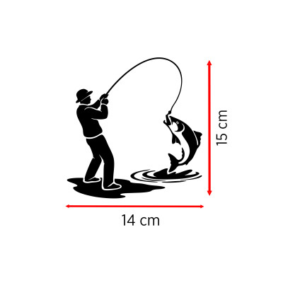 Balıkçı Araba Stickerı – Olta ile Balık Avı Oto Sticker - Araba Motor Oto Sticker 15x14cm