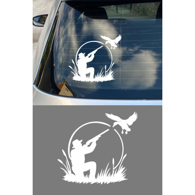 Avcı Temalı Araba Stickerı – Kuş Avı Temalı - Araba Oto Motor Sticker 15x13cm