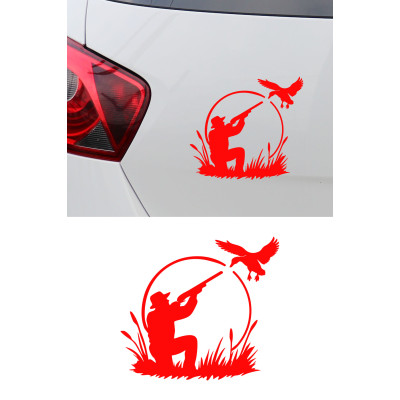 Avcı Temalı Araba Stickerı – Kuş Avı Temalı - Araba Oto Motor Sticker 15x13cm
