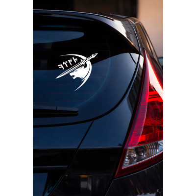 Göktürk Kılıçlı Bozkurt Oto Sticker - Türk Sembol Araç Sticker 15x13cm