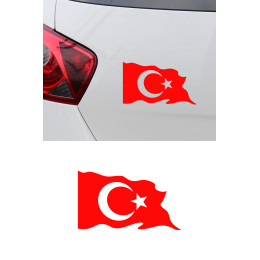 Türk Bayrağı Oto Sticker - Ay Yıldız Araç Cam Sticker - Dalgalı Türk Bayrağı 15x9cm