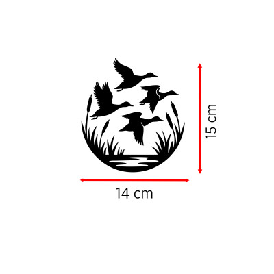 Sazlık ve Ördek Figürlü Oto Sticker - Ördek Sürüsü Araç Sticker 14x15cm