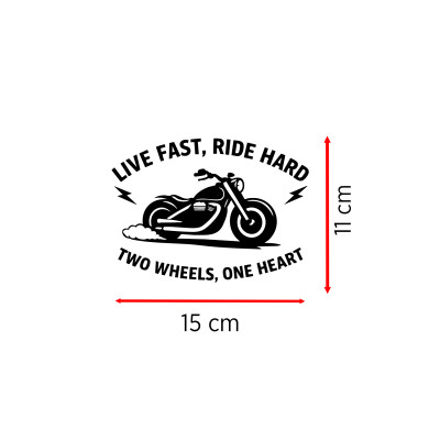 Motorcu Sticker - Biker Motorcycle Araç Motor Sticker - Live Fast Ride Hard Sticker 15x11cm