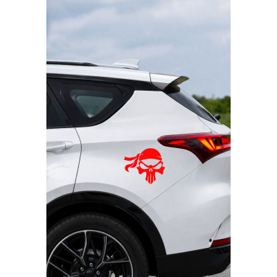 Kuru Kafa Figürlü Oto Sticker Araç Cam Sticker - Agresif Motor Araba Sticker 15x13cm