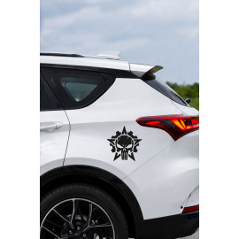 Kuru Kafa Oto Sticker - Dişli Çarklı Kuru Kafa Sticker - Araba Motor Sticker 11x15cm