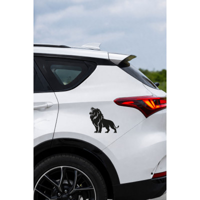 Kral Aslan Oto Sticker - Güçlü Aslan Figürlü Araç Sticker - Araba Aksesuar 15x13cm
