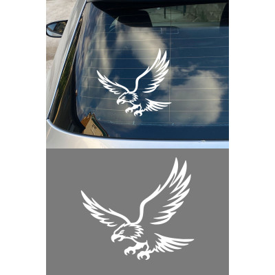 Yırtıcı Kartal Oto Sticker - Kartal Figürlü Araç Sticker 15x14cm