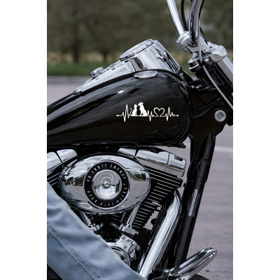 Kedi Köpek Dostluk Sticker - Evcil Hayvan Aşkı Oto Sticker - Araba Laptop Sticker Çıkartma 20x6cm