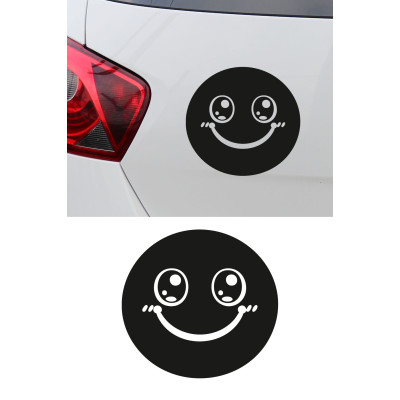 Şirin Emoji Sticker Araç Aksesuar - Tatlı Gülücük Emoji Sticker - Araba Oto Sticker 15x14cm