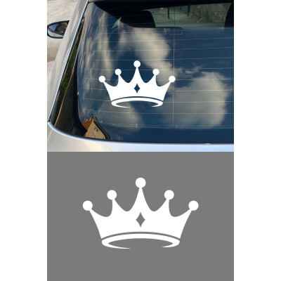 Modern Taç Oto Sticker Araç Aksesuar - Şık Taç Sticker - Araba Laptop Çıkartma 15x9cm