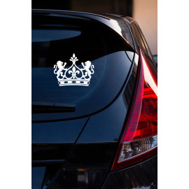 Aslan Figürlü Taç Sticker - Aslan Detaylı Taç Oto Sticker - Lüks Oto Aksesuar 15x12cm
