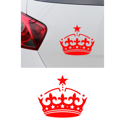 Yıldızlı Taç Oto Sticker - Araç Cam Sticker - Yıldız Detaylı Taç Sticker 15x13cm
