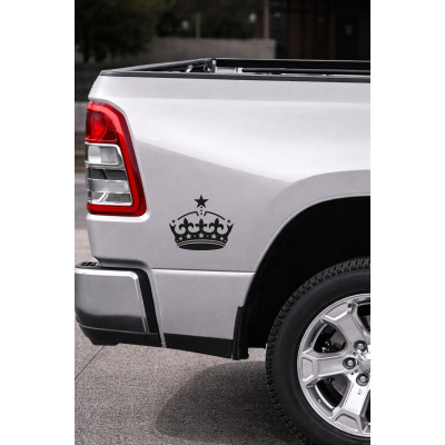 Yıldızlı Taç Oto Sticker - Araç Cam Sticker - Yıldız Detaylı Taç Sticker 15x13cm