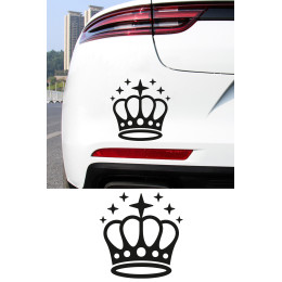 Yıldızlı Minimal Taç Oto Sticker - Taç Araç Cam Sticker 15x15cm