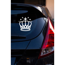 Yıldızlı Minimal Taç Oto Sticker - Taç Araç Cam Sticker 15x15cm