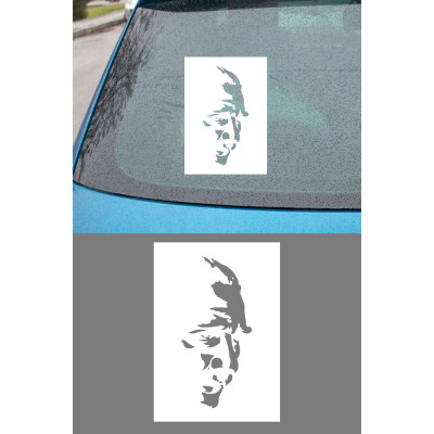 Siyah Zeminli Yan Bakan Atatürk Görseli Sticker