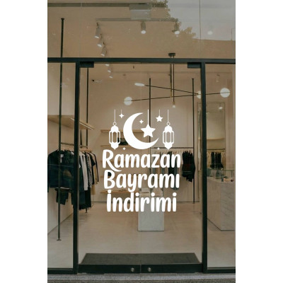Ramazan Bayramı İndirimi Yazılı Cam Vitrin Sticker - Mağaza Vitrin Yazısı Bayram Dekoru