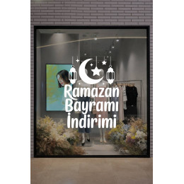 Ramazan Bayramı İndirimi Yazılı Cam Vitrin Sticker - Mağaza Vitrin Yazısı Bayram Dekoru