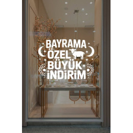 Bayrama Özel Büyük İndirim Cam Vitrin Sticker – Mağaza Vitrin Bayram Çıkartması