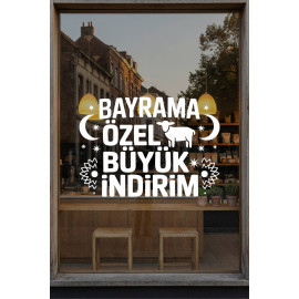 Bayrama Özel Büyük İndirim Cam Vitrin Sticker – Mağaza Vitrin Bayram Çıkartması