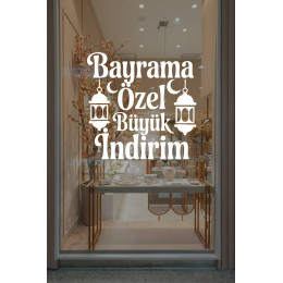 Bayrama Özel Büyük İndirim Yazısı Mağaza Cam Sticker – Dükkan Vitrin Yazısı