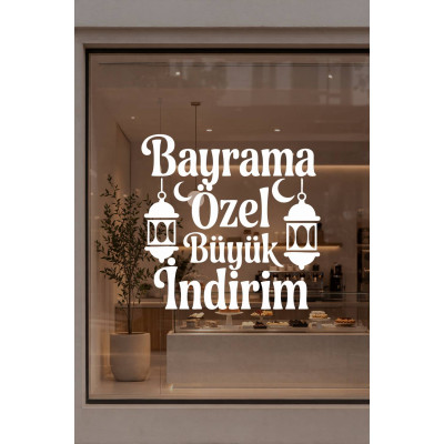 Bayrama Özel Büyük İndirim Yazısı Mağaza Cam Sticker – Dükkan Vitrin Yazısı