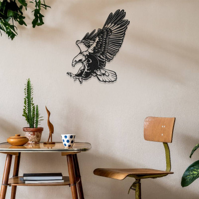 Uçan Kartal Figürlü Metal Duvar Dekoru